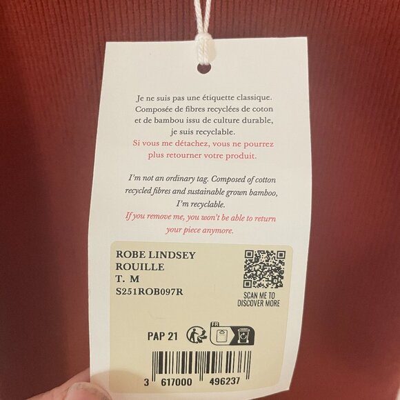 Sezane Lindsey Dress, Rust, Size M - Picture 7 of 8